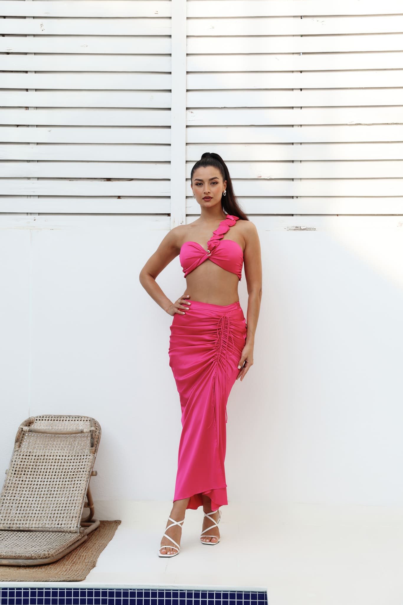 ANAYA Ruched Skirt - Fuchsia