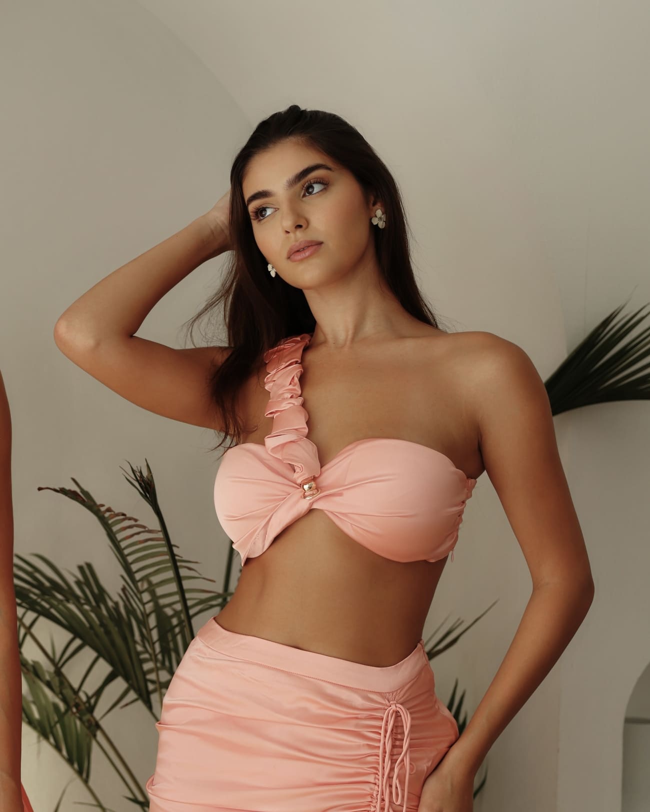 ANAYA Signature Ruched Top - Peach Rose