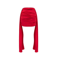 AMORA DRAPED SKIRT - SCARLET RED