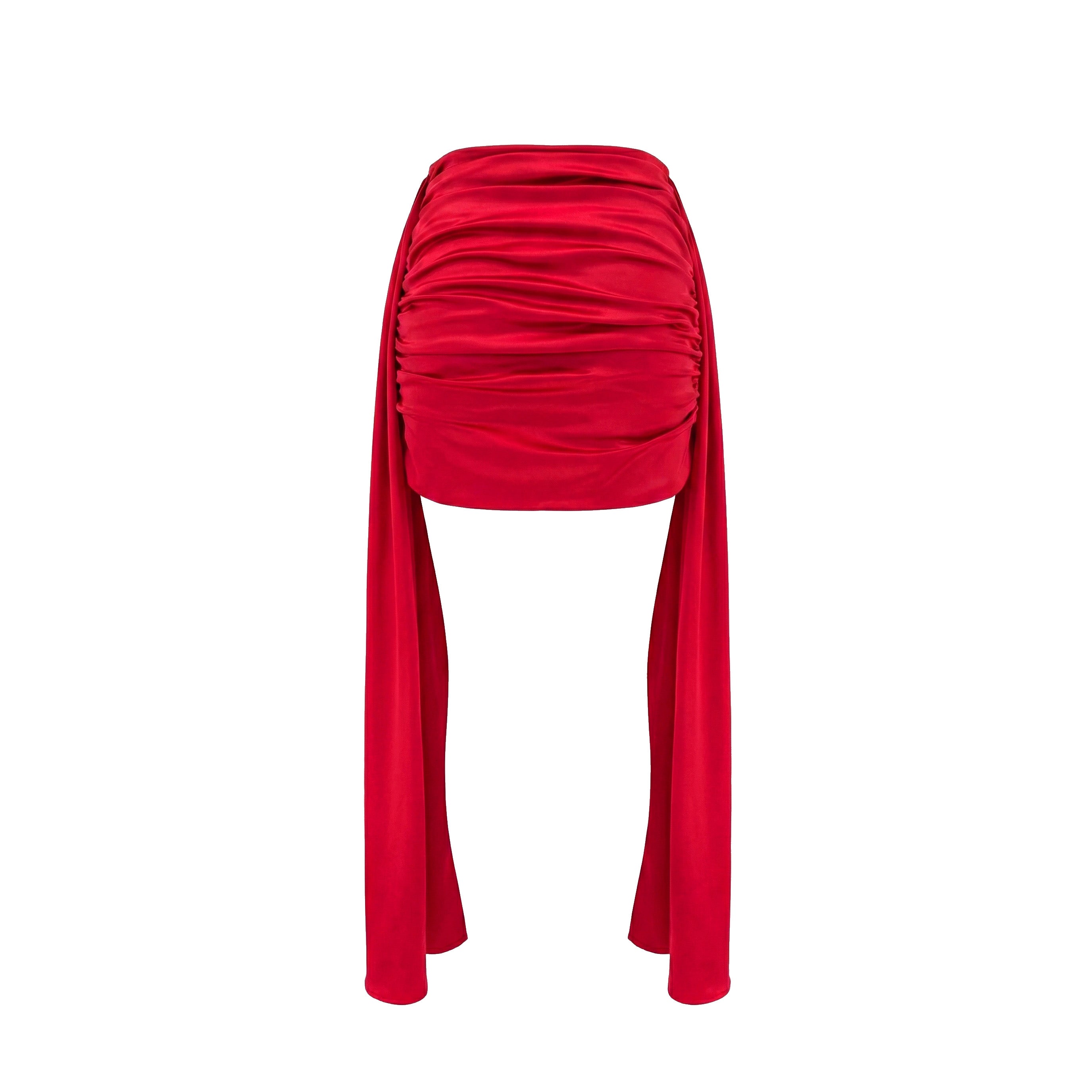 AMORA DRAPED SKIRT - SCARLET RED