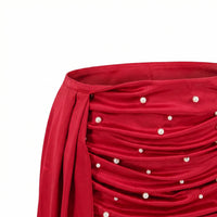 AMORA DRAPED SKIRT - SCARLET RED