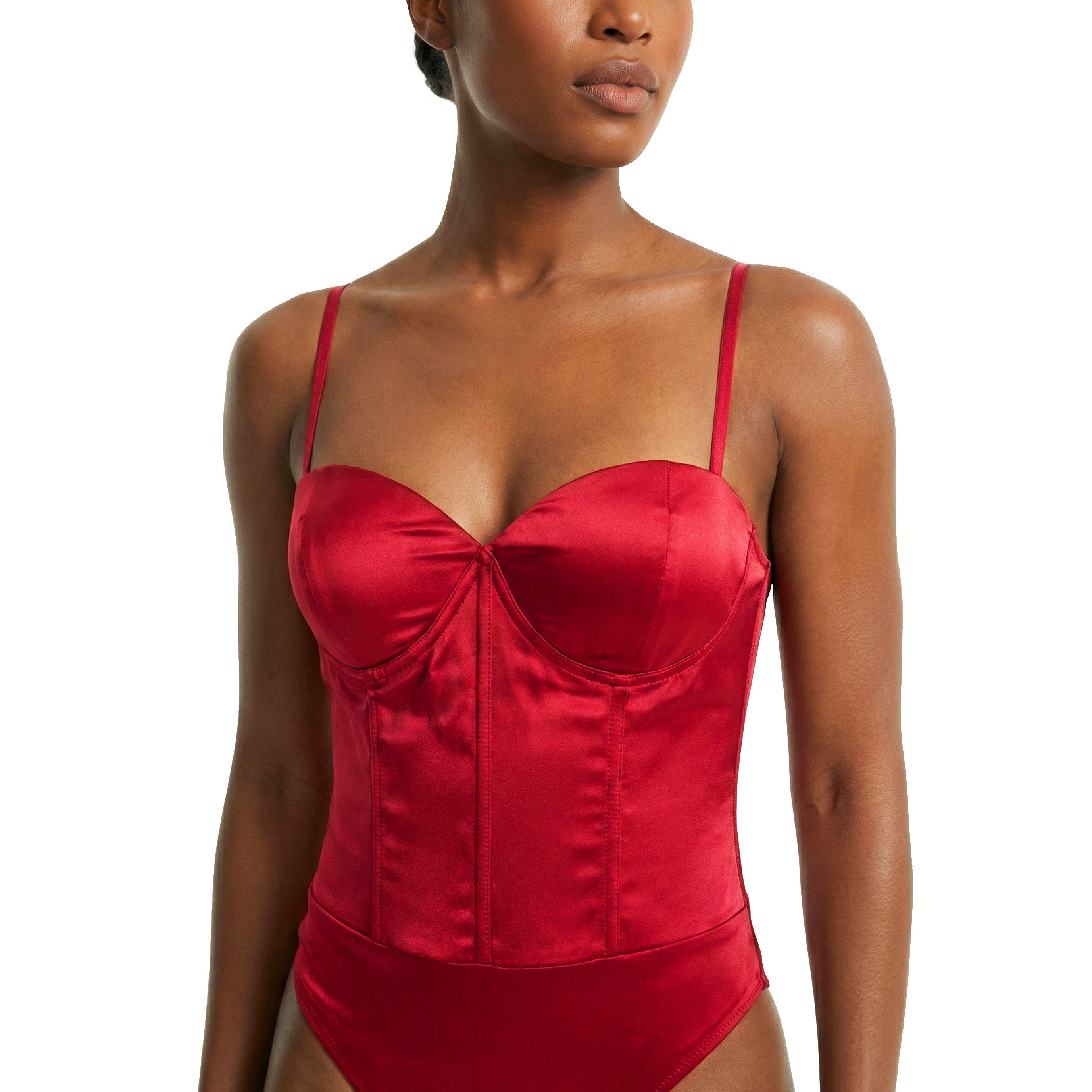 AMORA CORSET BODYSUIT - SCARLET RED