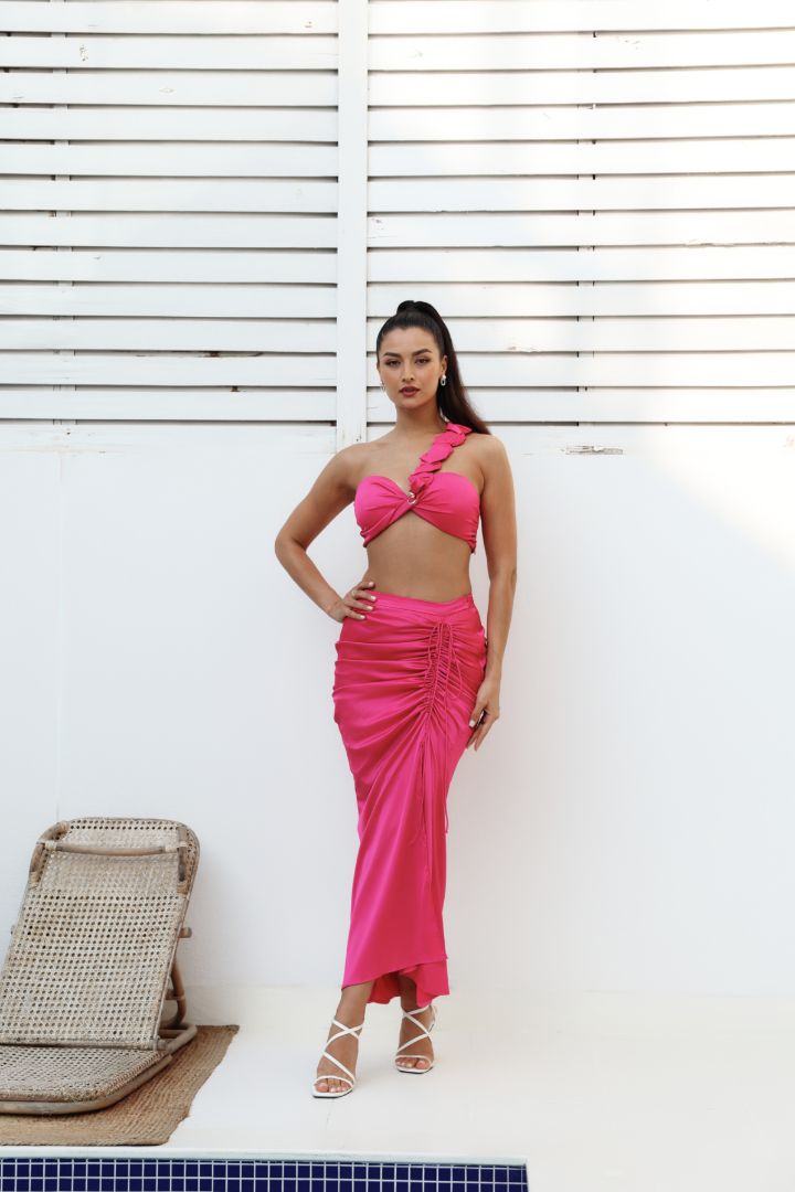 ANAYA Set - Ruched Skirt - Fuchsia