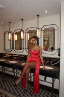 AMORA DRAPED SKIRT - SCARLET RED