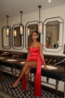 AMORA DRAPED SKIRT - SCARLET RED