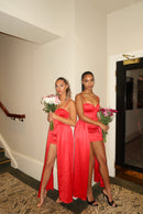 AMORA DRAPED SKIRT - SCARLET RED