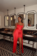 AMORA DRAPED SKIRT - SCARLET RED