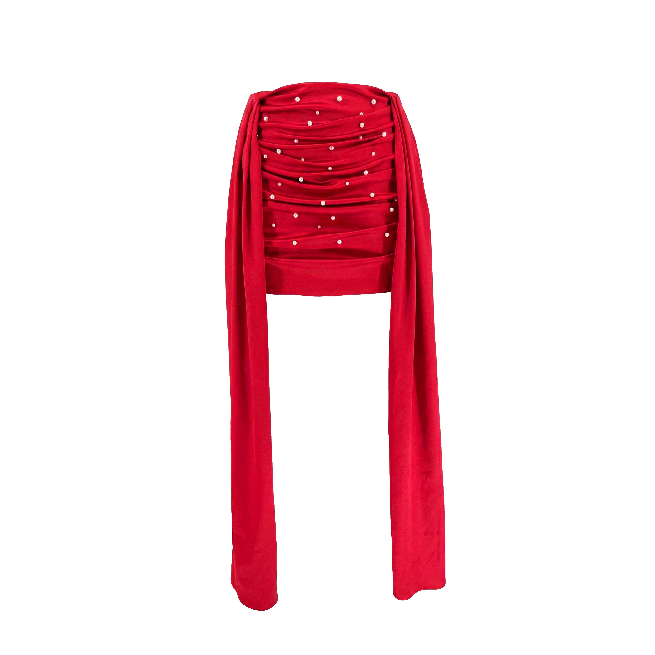 AMORA DRAPED SKIRT - SCARLET RED