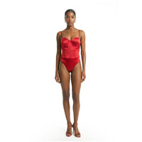 AMORA CORSET BODYSUIT - SCARLET RED
