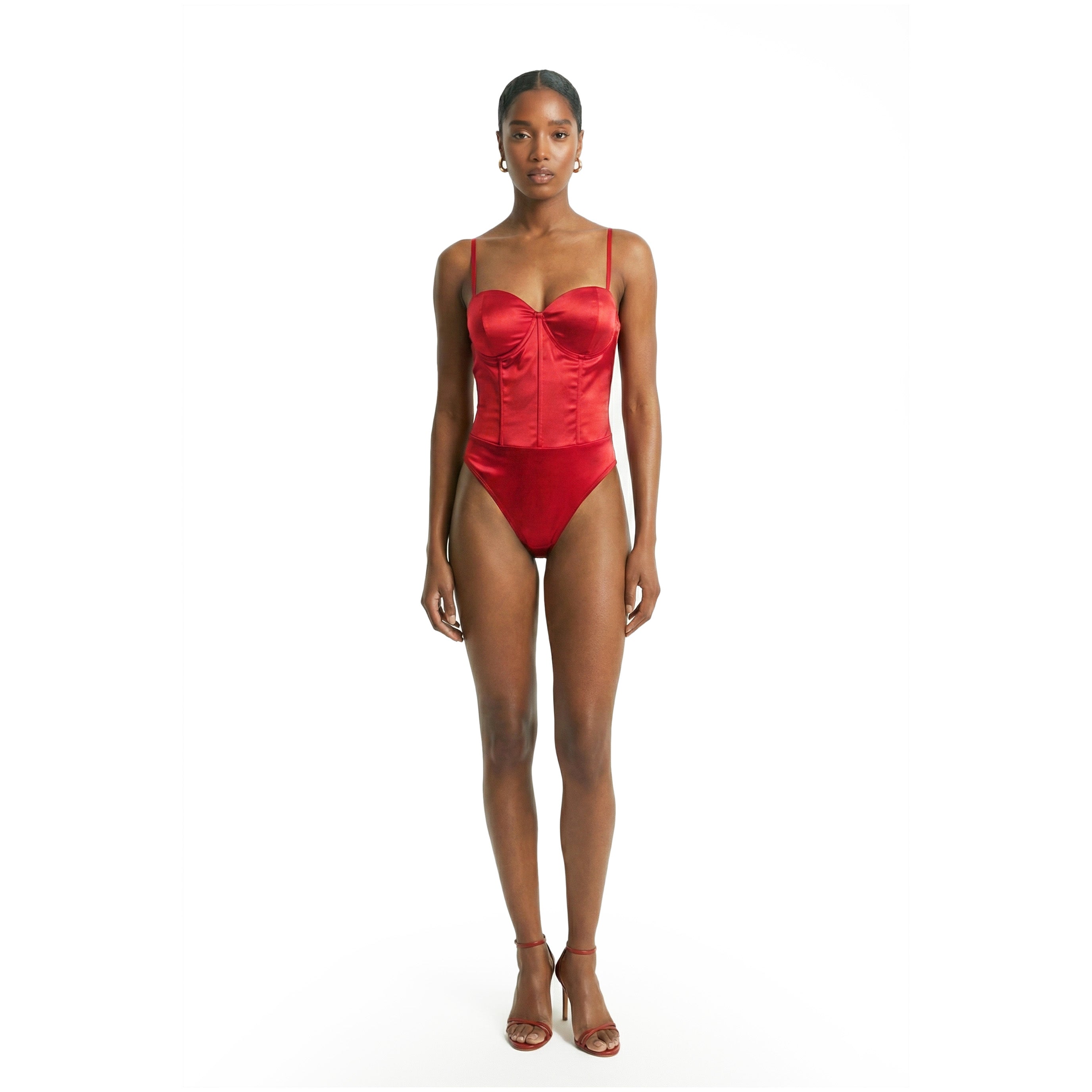AMORA CORSET BODYSUIT - SCARLET RED